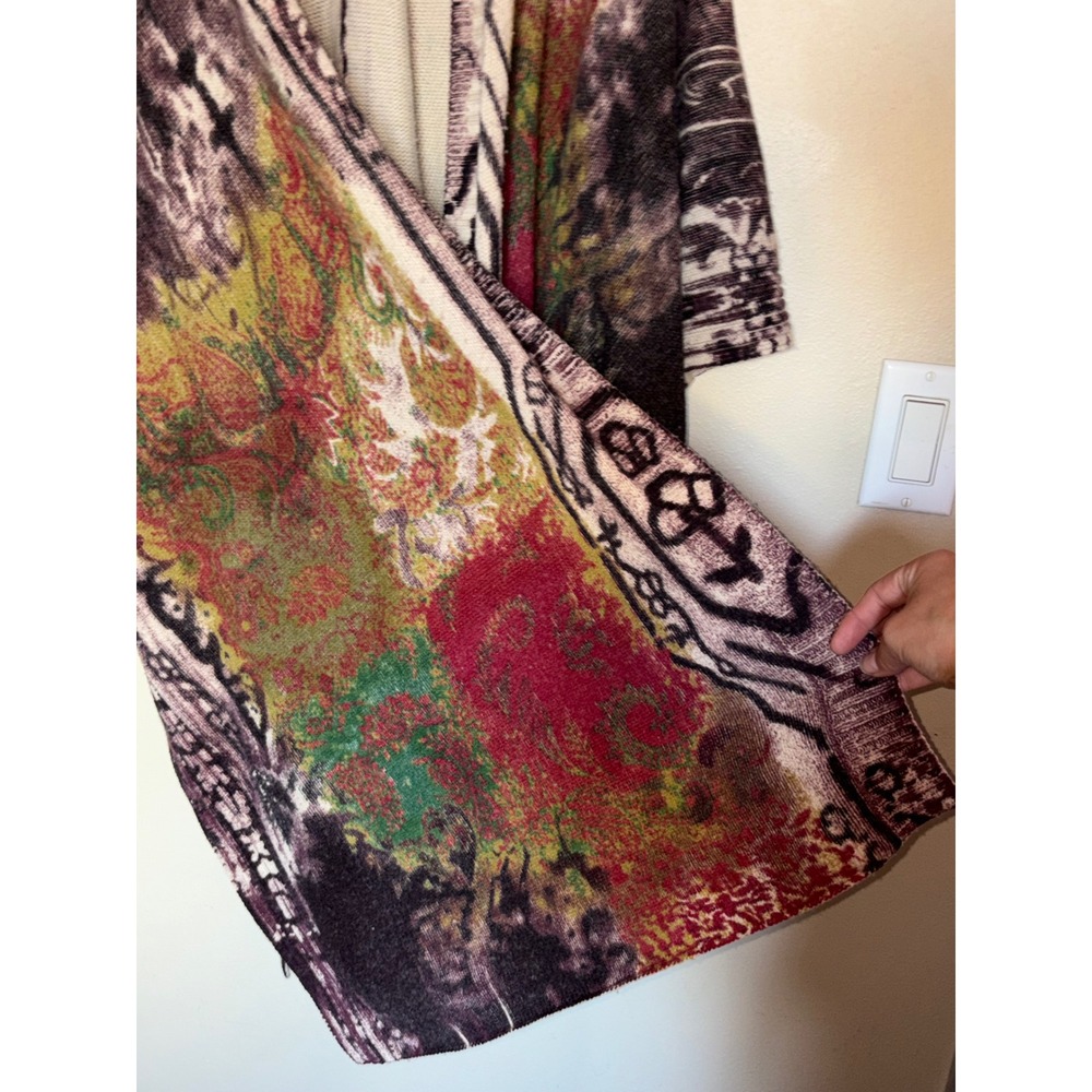 Soft Surroundings Oversized Knit Poncho Wrap Abstract Paisley Print Shawl - Picture 3 of 15